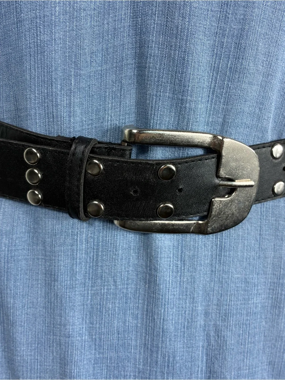Womens belt Size 16 black studded faux leather rocker goth Whimsygoth